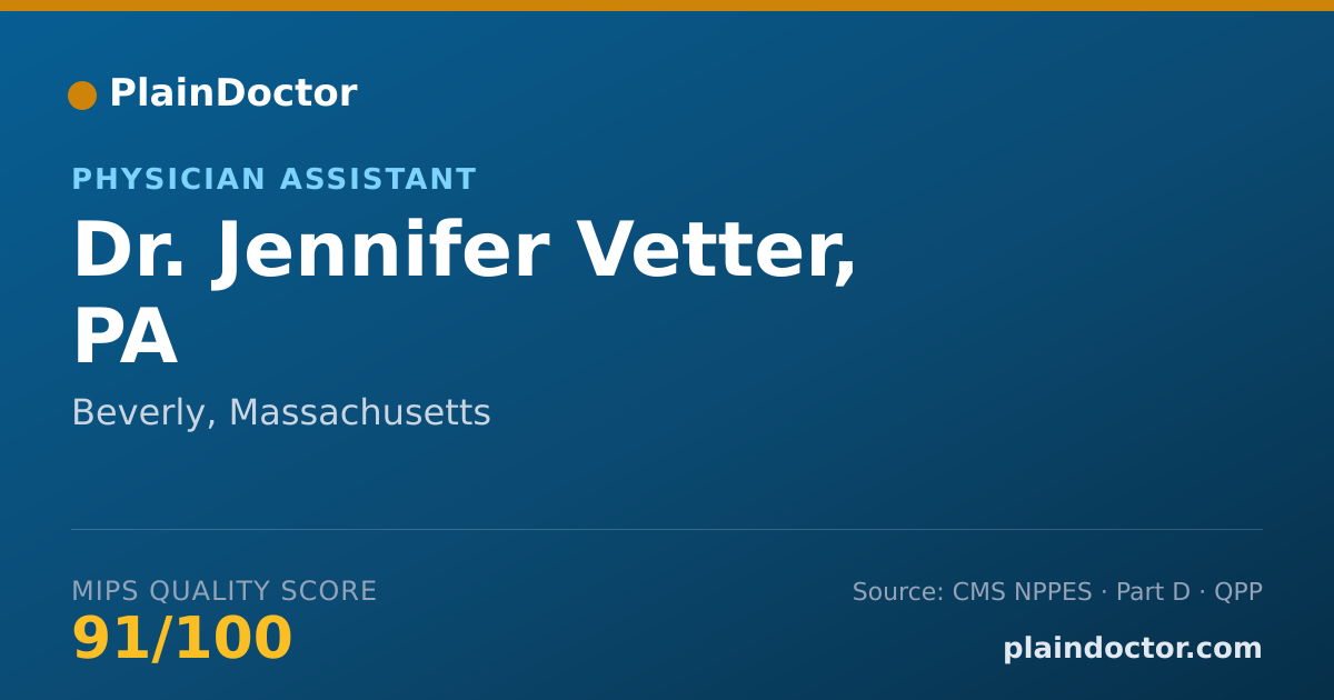 Shareable card for Jennifer Vetter, PA - Physician Assistant, Beverly, MA