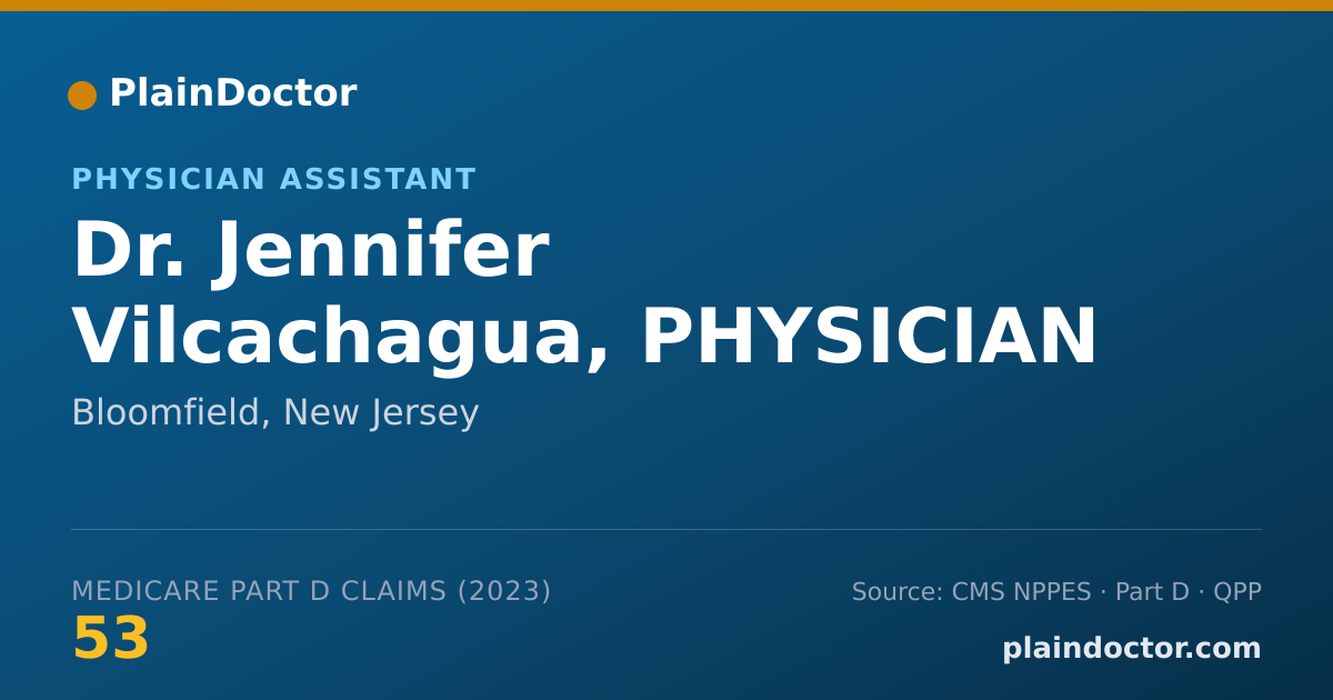 Shareable card for Jennifer Vilcachagua, PHYSICIAN ASSISTANT - Physician Assistant, Bloomfield, NJ
