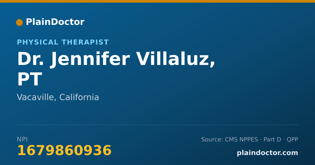 Shareable card for Jennifer Villaluz, PT - Physical Therapist, Vacaville, CA