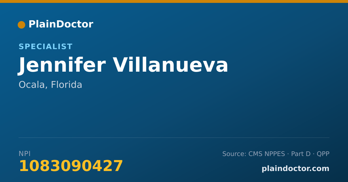Shareable card for Jennifer Villanueva - Specialist, Ocala, FL