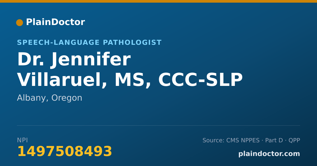 Shareable card for Jennifer Villaruel, MS, CCC-SLP - Speech-Language Pathologist, Albany, OR
