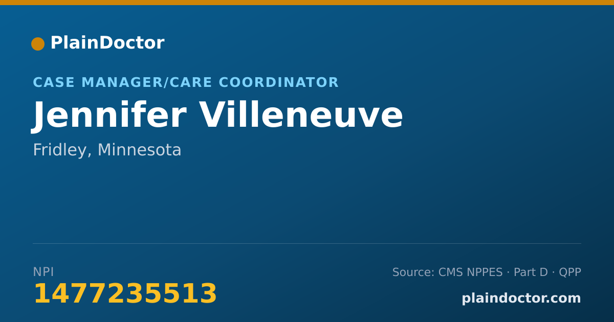 Shareable card for Jennifer Villeneuve - Case Manager/Care Coordinator, Fridley, MN
