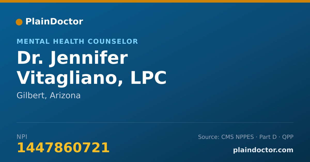 Shareable card for Jennifer Vitagliano, LPC - Mental Health Counselor, Gilbert, AZ