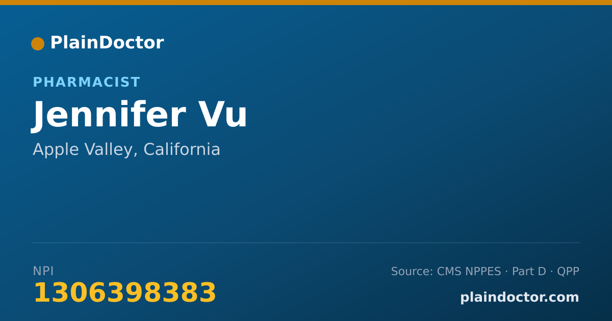 Shareable card for Jennifer Vu - Pharmacist, Apple Valley, CA