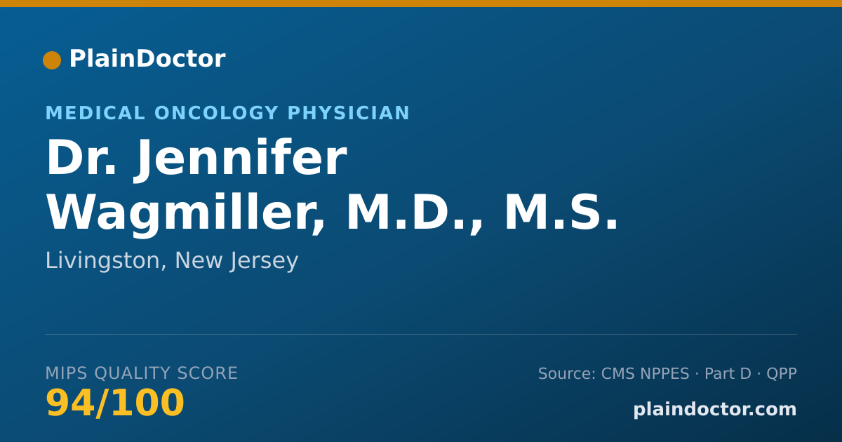 Shareable card for Jennifer Wagmiller, M.D., M.S. - Medical Oncology Physician, Livingston, NJ
