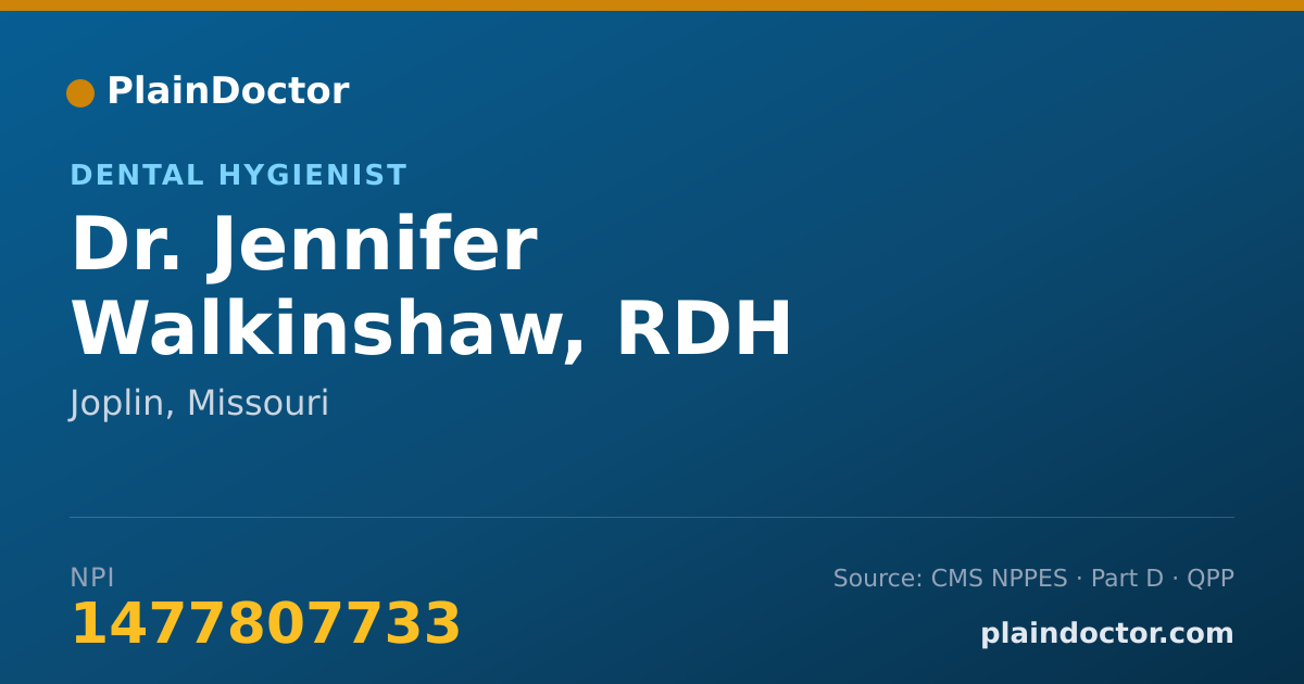 Shareable card for Jennifer Walkinshaw, RDH - Dental Hygienist, Joplin, MO