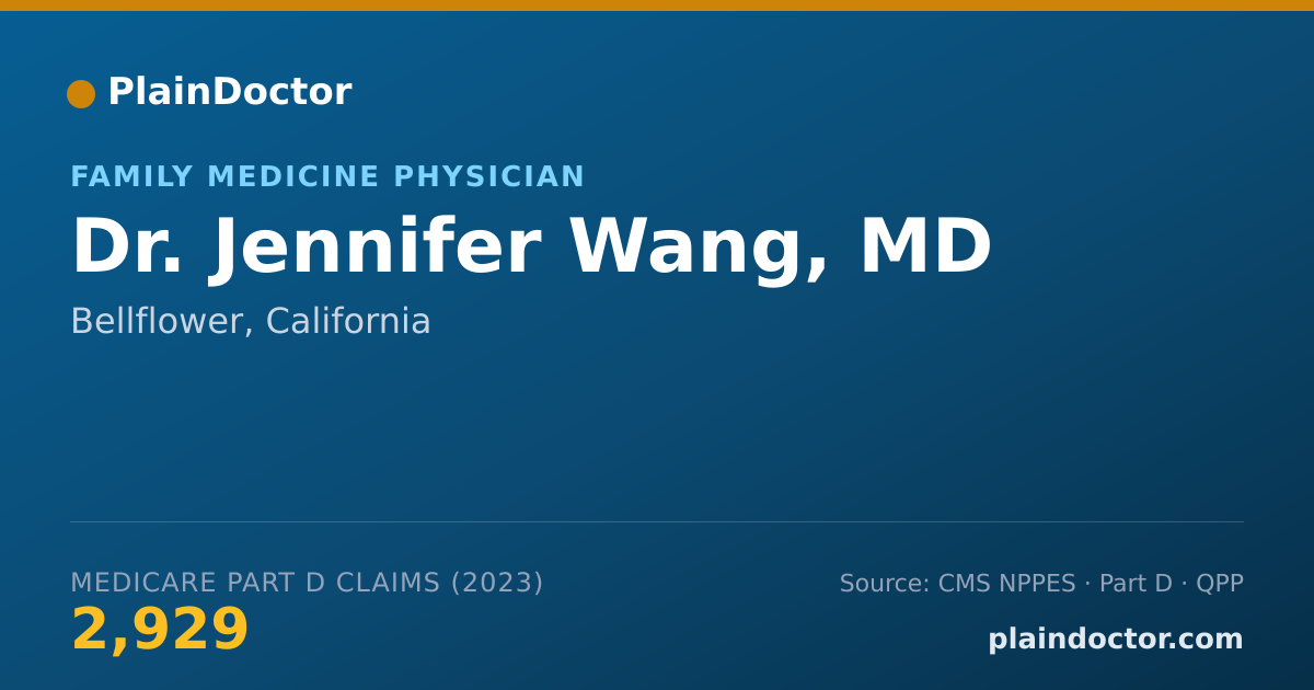 Shareable card for Jennifer Wang, MD - Family Medicine Physician, Bellflower, CA
