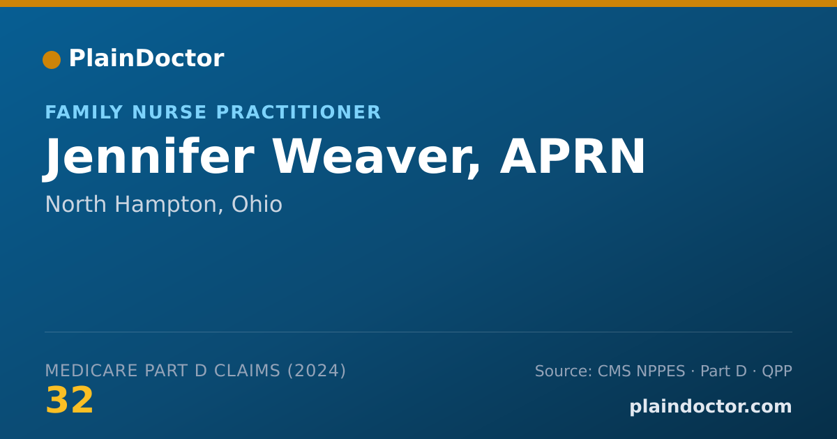 Shareable card for Jennifer Weaver, APRN - Family Nurse Practitioner, North Hampton, OH