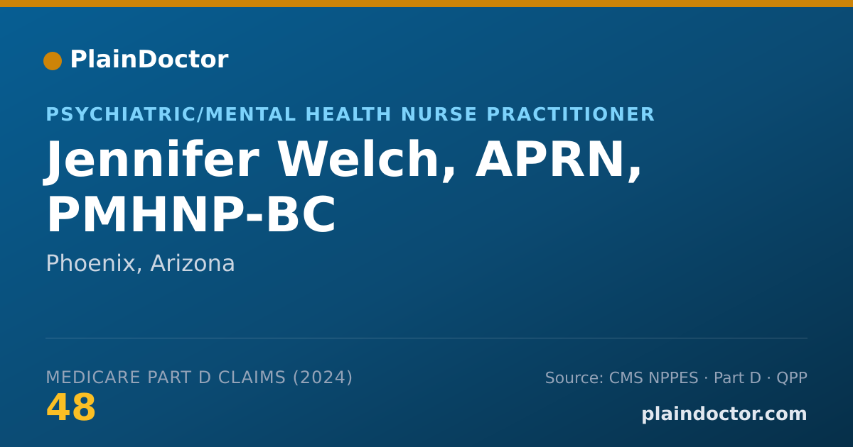 Shareable card for Jennifer Welch, APRN, PMHNP-BC - Psychiatric/Mental Health Nurse Practitioner, Phoenix, AZ
