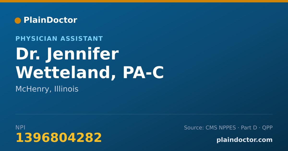 Shareable card for Jennifer Wetteland, PA-C - Physician Assistant, McHenry, IL