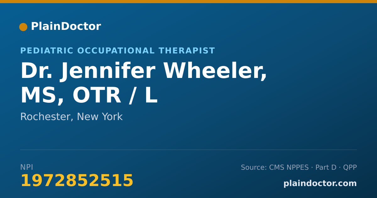 Shareable card for Jennifer Wheeler, MS, OTR / L - Pediatric Occupational Therapist, Rochester, NY