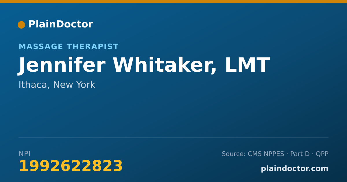 Shareable card for Jennifer Whitaker, LMT - Massage Therapist, Ithaca, NY