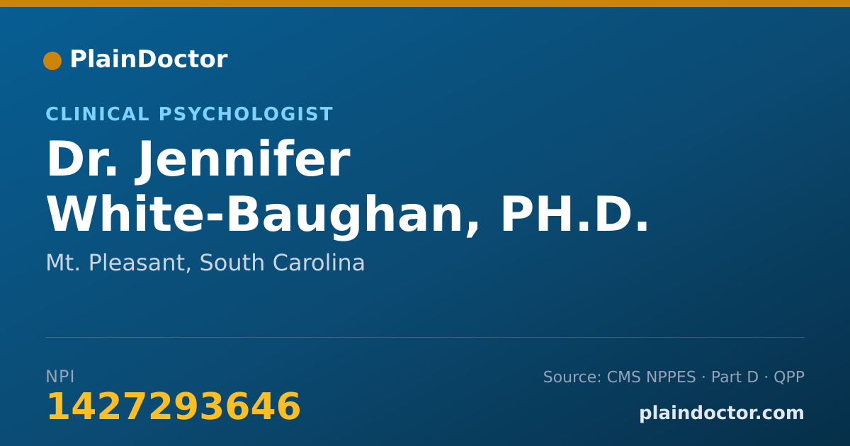 Shareable card for Jennifer White-Baughan, PH.D. - Clinical Psychologist, Mt. Pleasant, SC