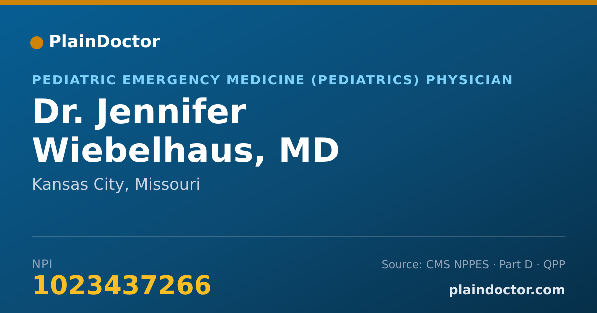 Shareable card for Jennifer Wiebelhaus, MD - Pediatric Emergency Medicine (Pediatrics) Physician, Kansas City, MO