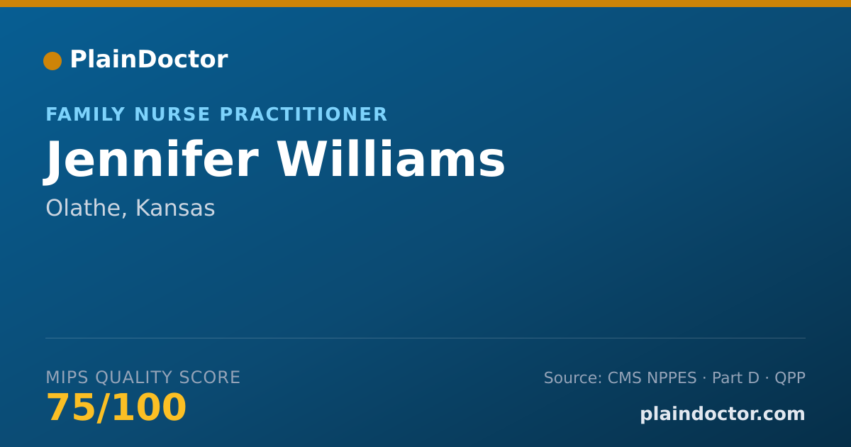 Shareable card for Jennifer Williams - Family Nurse Practitioner, Olathe, KS