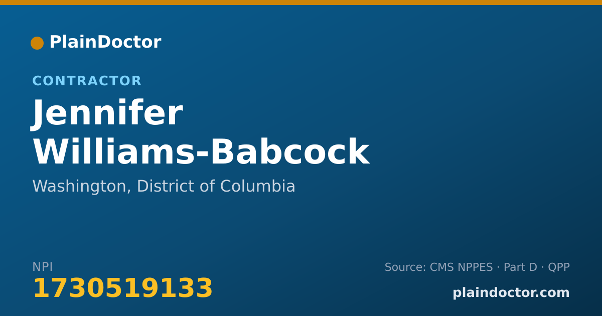 Shareable card for Jennifer Williams-Babcock - Contractor, Washington, DC