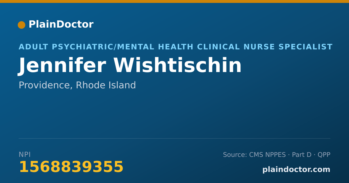 Shareable card for Jennifer Wishtischin - Adult Psychiatric/Mental Health Clinical Nurse Specialist, Providence, RI