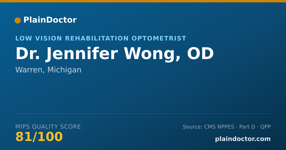 Shareable card for Jennifer Wong, OD - Low Vision Rehabilitation Optometrist, Warren, MI
