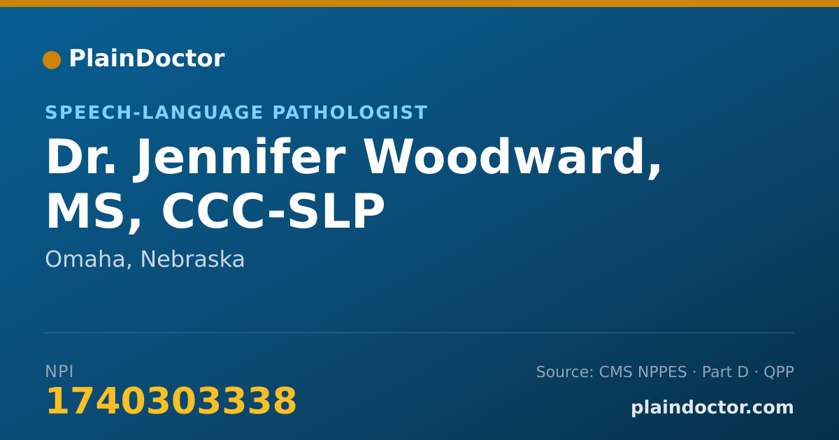 Shareable card for Jennifer Woodward, MS, CCC-SLP - Speech-Language Pathologist, Omaha, NE