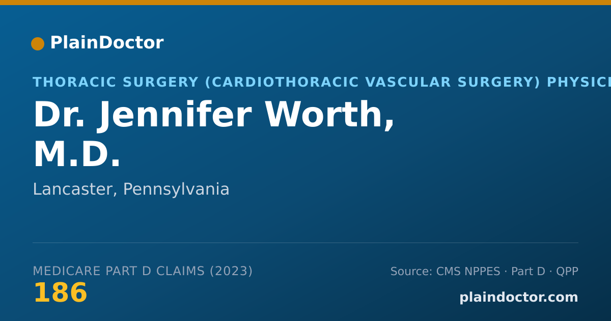Shareable card for Jennifer Worth, M.D. - Thoracic Surgery (Cardiothoracic Vascular Surgery) Physician, Lancaster, PA