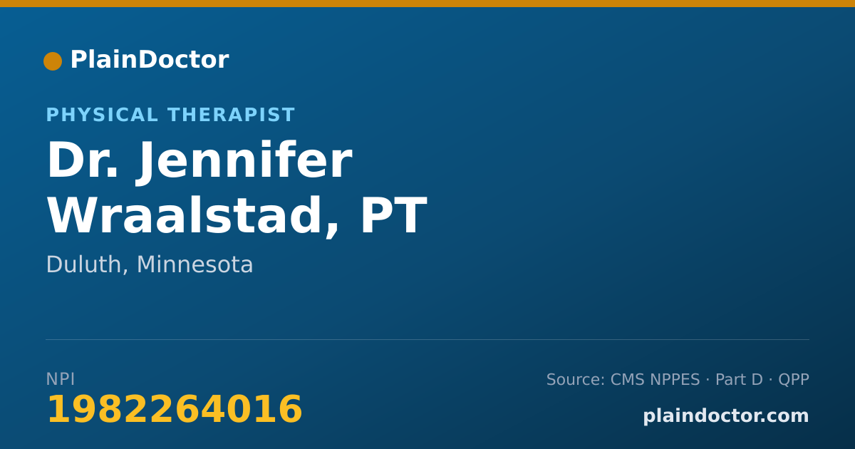 Shareable card for Jennifer Wraalstad, PT - Physical Therapist, Duluth, MN
