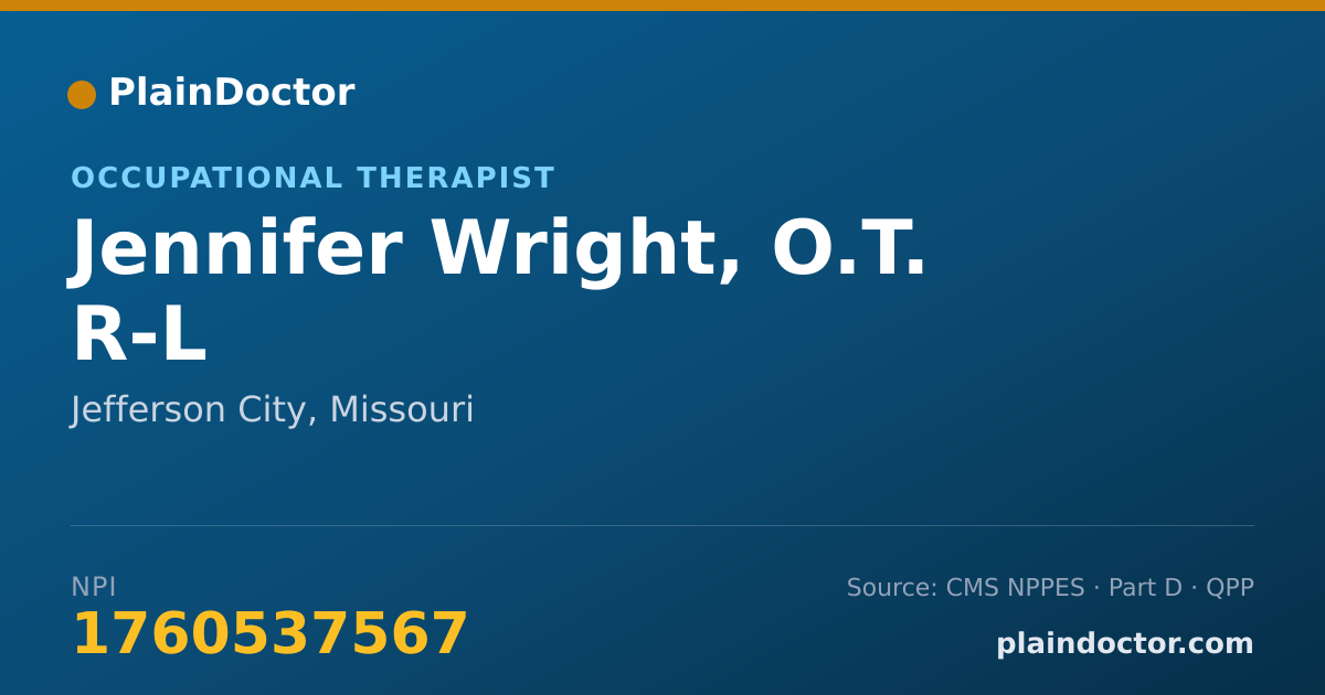 Shareable card for Jennifer Wright, O.T. R-L - Occupational Therapist, Jefferson City, MO