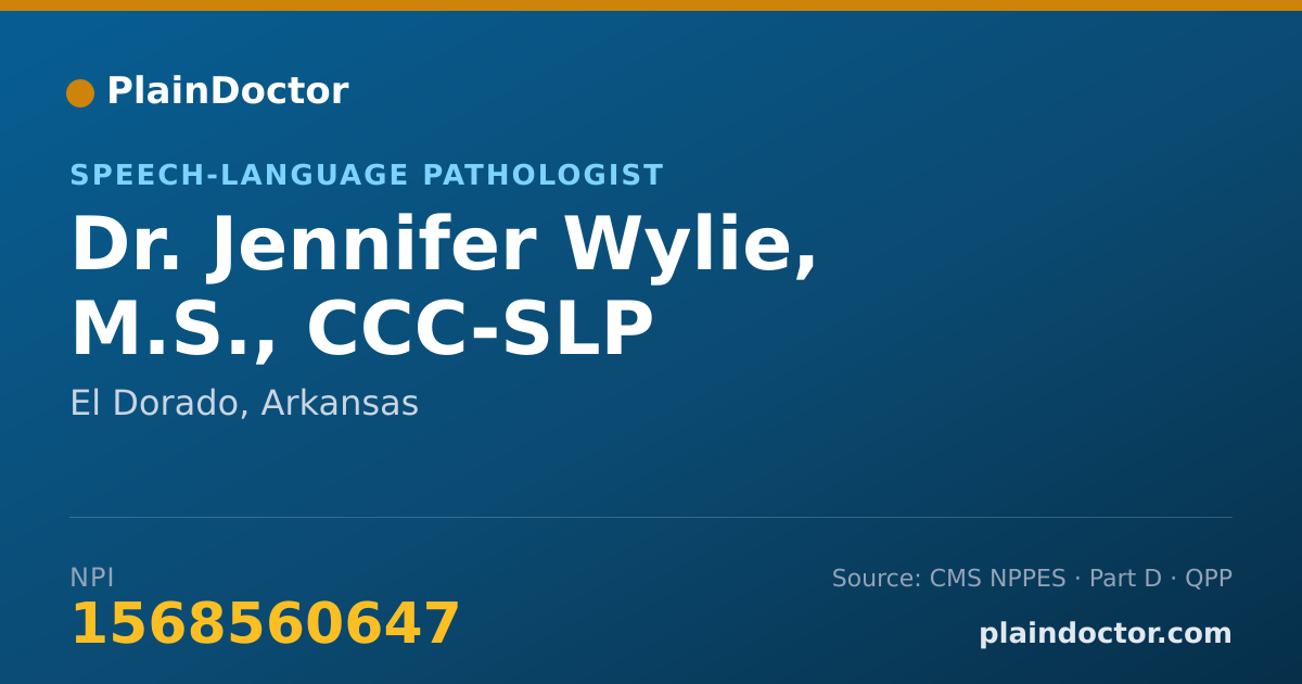 Shareable card for Jennifer Wylie, M.S., CCC-SLP - Speech-Language Pathologist, El Dorado, AR