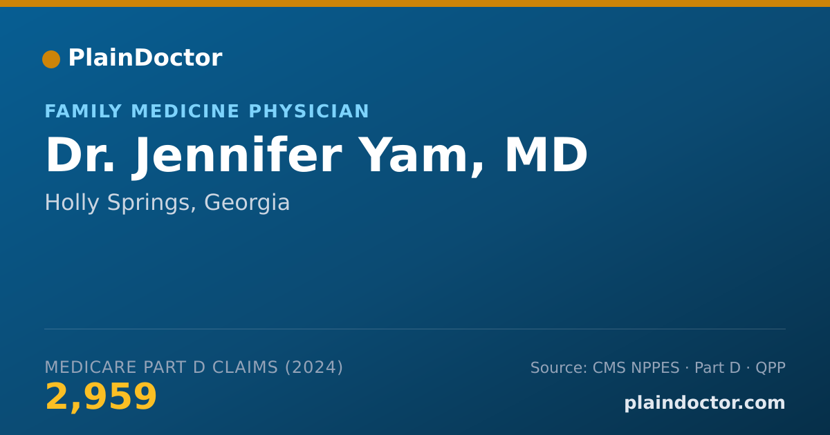 Shareable card for Jennifer Yam, MD - Family Medicine Physician, Holly Springs, GA