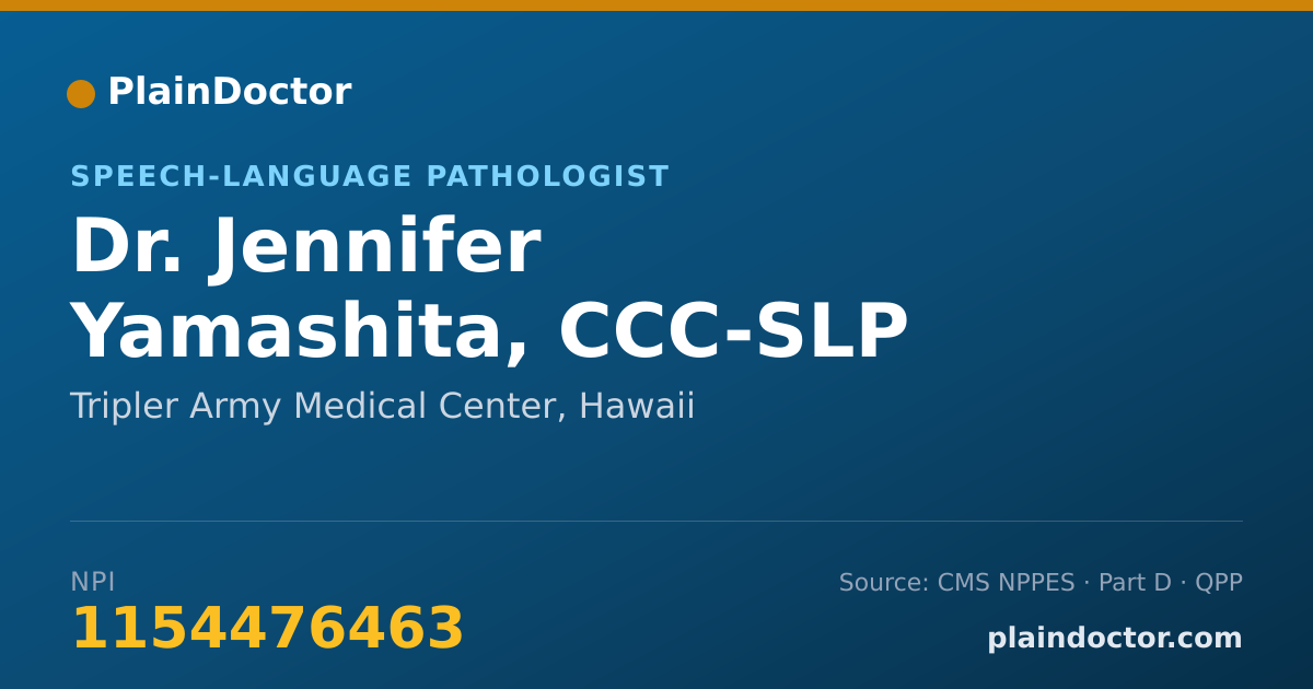 Shareable card for Jennifer Yamashita, CCC-SLP - Speech-Language Pathologist, Tripler Army Medical Center, HI
