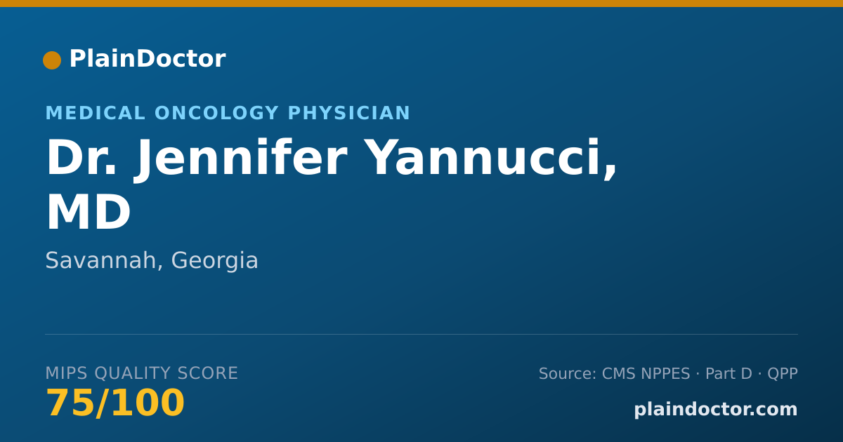 Shareable card for Jennifer Yannucci, MD - Medical Oncology Physician, Savannah, GA