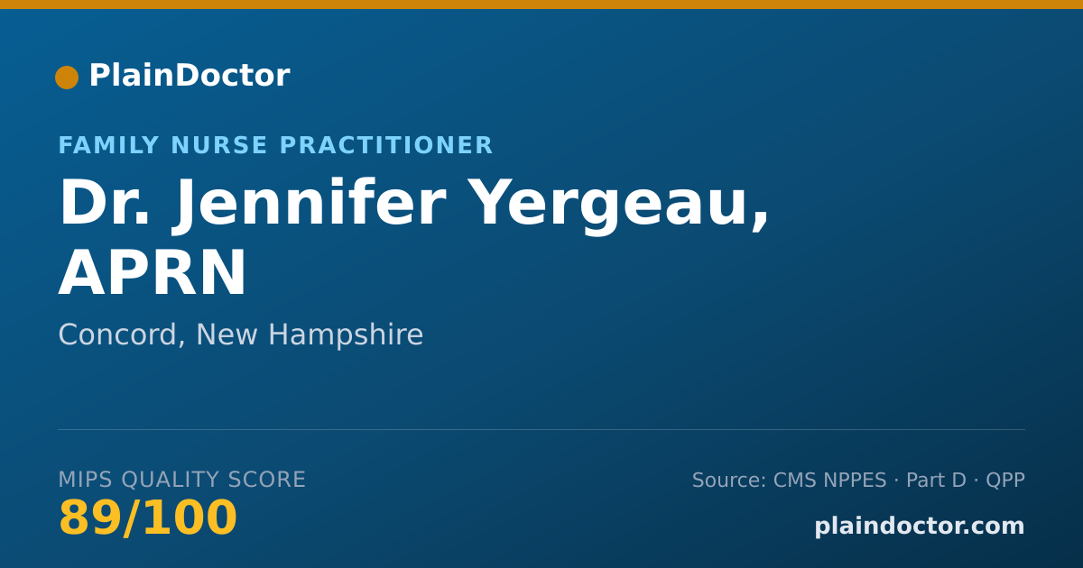 Shareable card for Jennifer Yergeau, APRN - Family Nurse Practitioner, Concord, NH