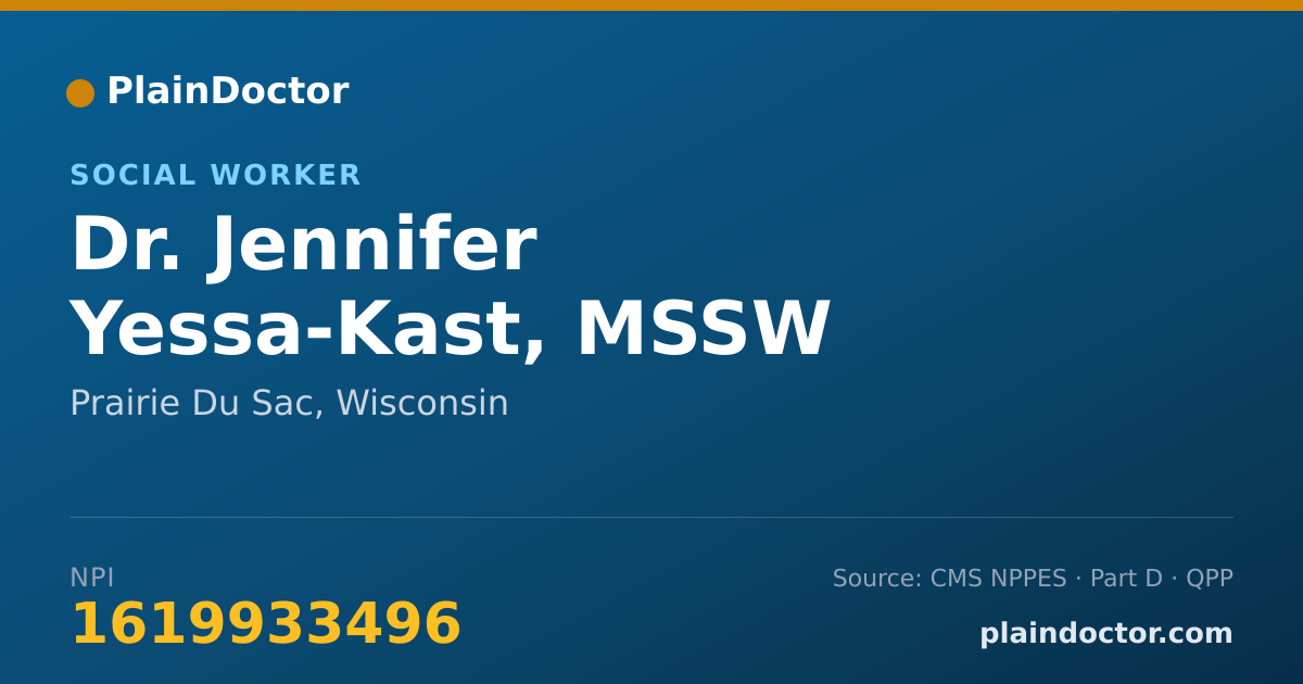 Shareable card for Jennifer Yessa-Kast, MSSW - Social Worker, Prairie Du Sac, WI