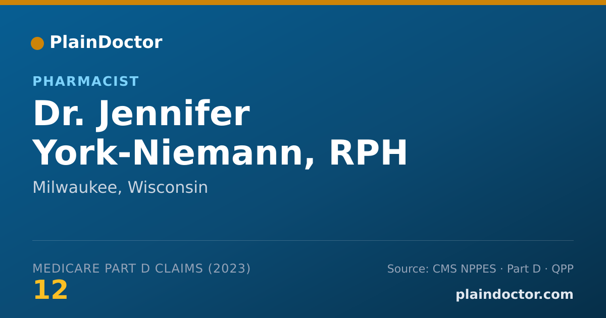 Shareable card for Jennifer York-Niemann, RPH - Pharmacist, Milwaukee, WI