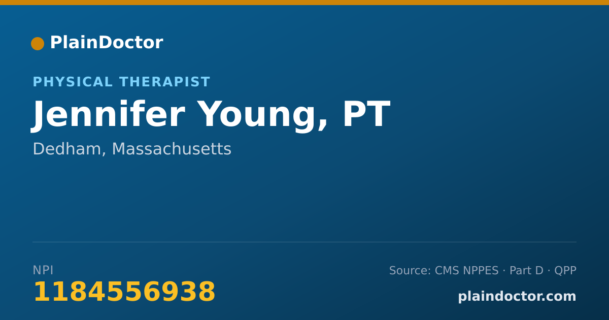 Shareable card for Jennifer Young, PT - Physical Therapist, Dedham, MA