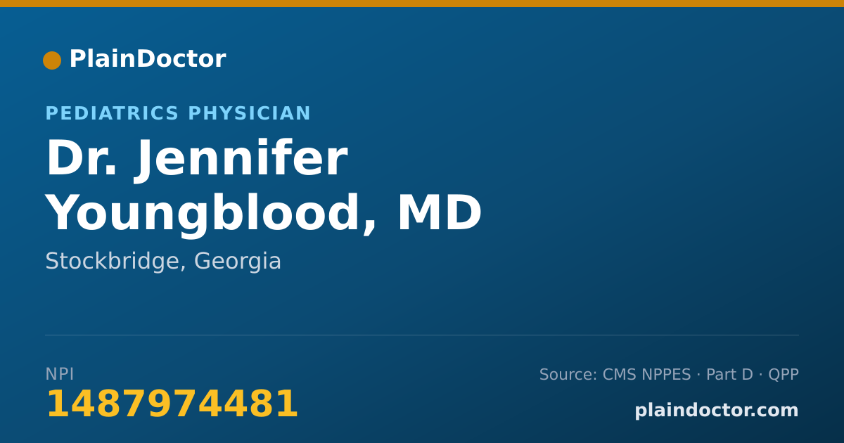 Shareable card for Jennifer Youngblood, MD - Pediatrics Physician, Stockbridge, GA