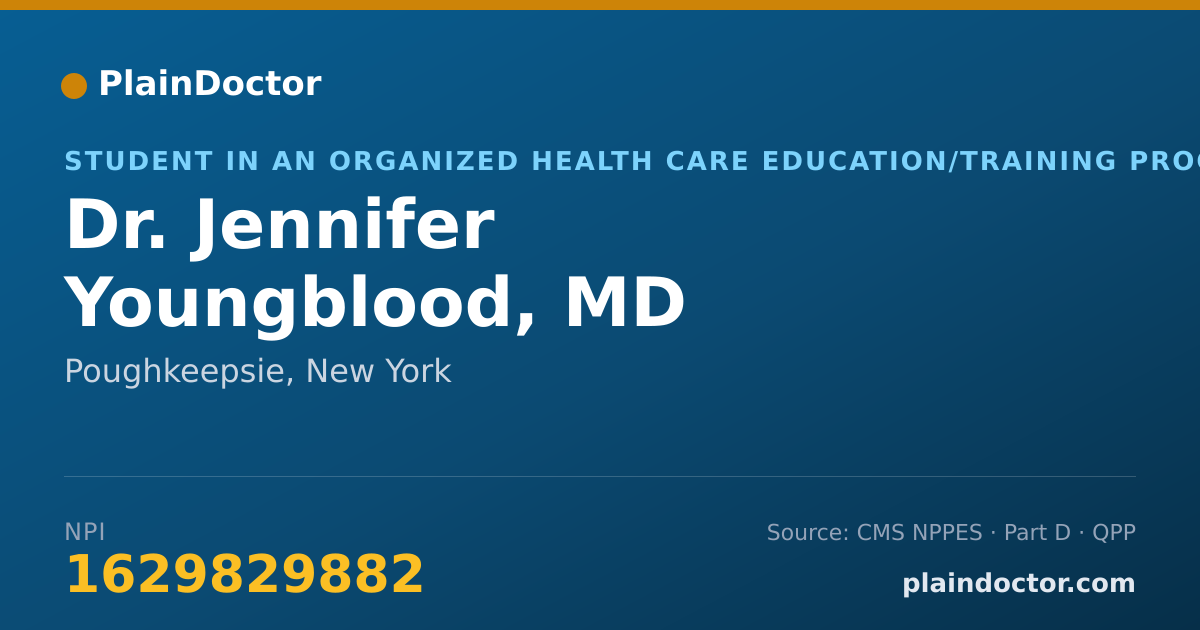 Shareable card for Jennifer Youngblood, MD - Student in an Organized Health Care Education/Training Program, Poughkeepsie, NY
