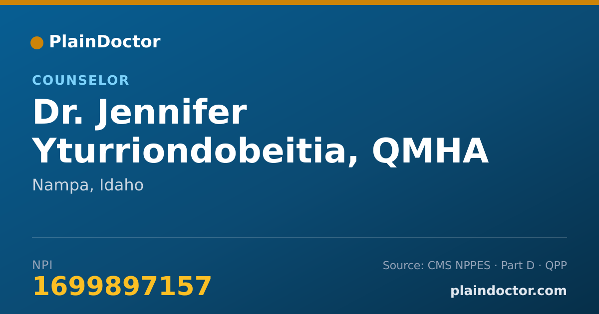 Shareable card for Jennifer Yturriondobeitia, QMHA - Counselor, Nampa, ID