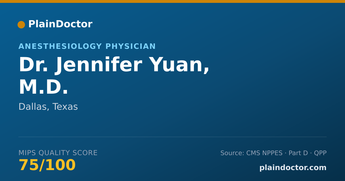 Shareable card for Jennifer Yuan, M.D. - Anesthesiology Physician, Dallas, TX