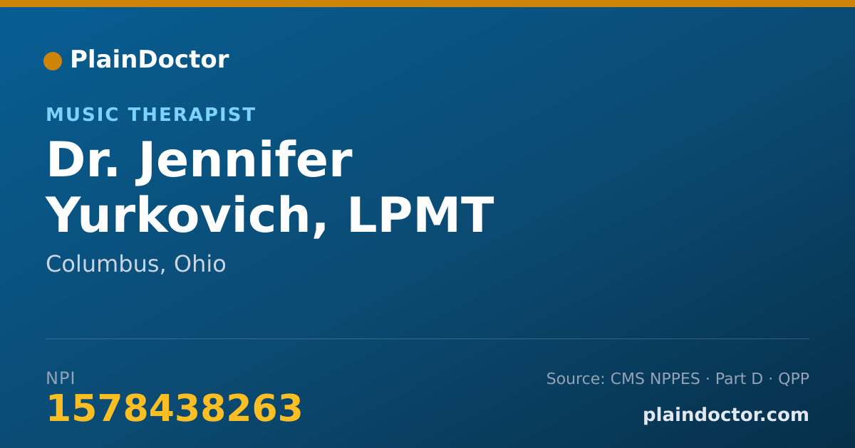 Shareable card for Jennifer Yurkovich, LPMT - Music Therapist, Columbus, OH
