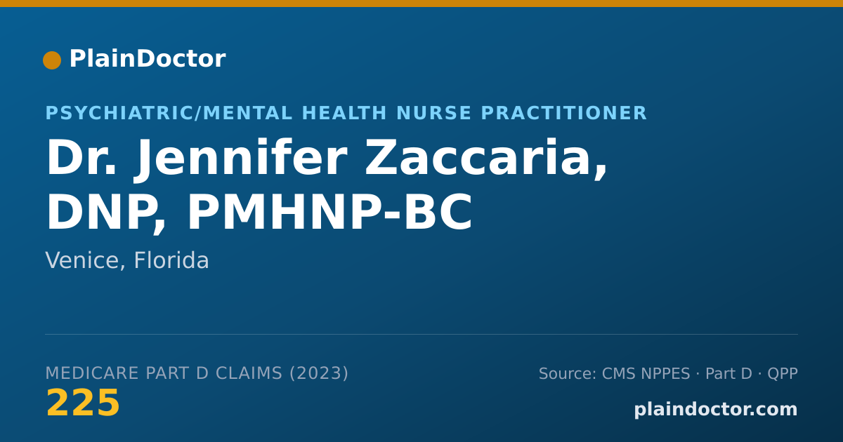 Shareable card for Jennifer Zaccaria, DNP, PMHNP-BC - Psychiatric/Mental Health Nurse Practitioner, Venice, FL