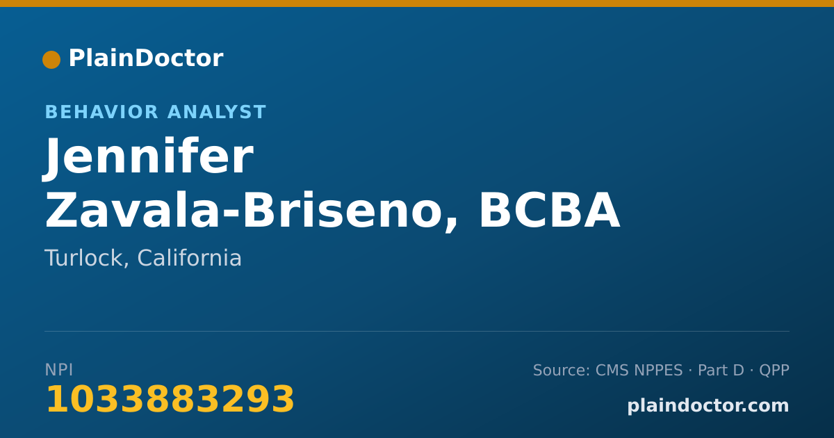 Shareable card for Jennifer Zavala-Briseno, BCBA - Behavior Analyst, Turlock, CA