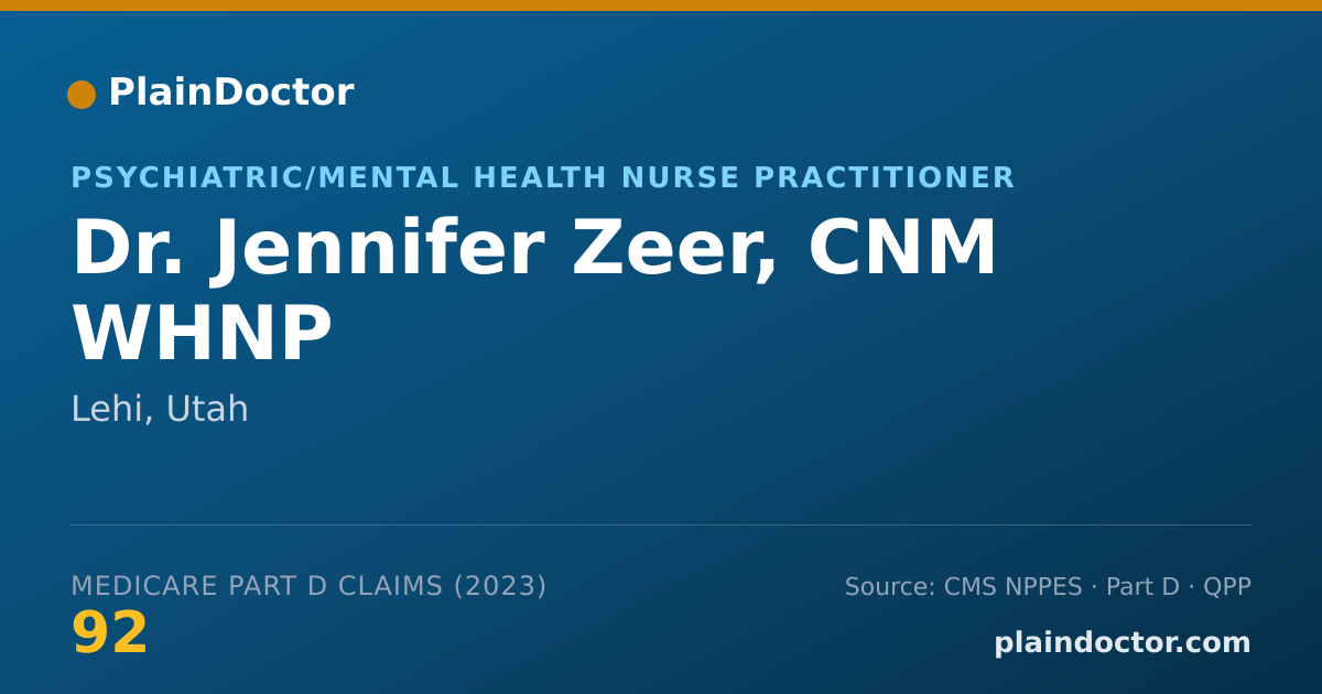 Shareable card for Jennifer Zeer, CNM WHNP - Psychiatric/Mental Health Nurse Practitioner, Lehi, UT