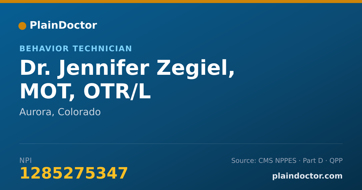 Shareable card for Jennifer Zegiel, MOT, OTR/L - Behavior Technician, Aurora, CO