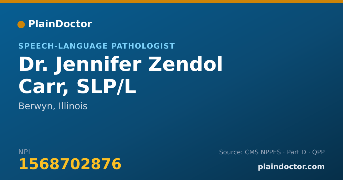 Shareable card for Jennifer Zendol Carr, SLP/L - Speech-Language Pathologist, Berwyn, IL