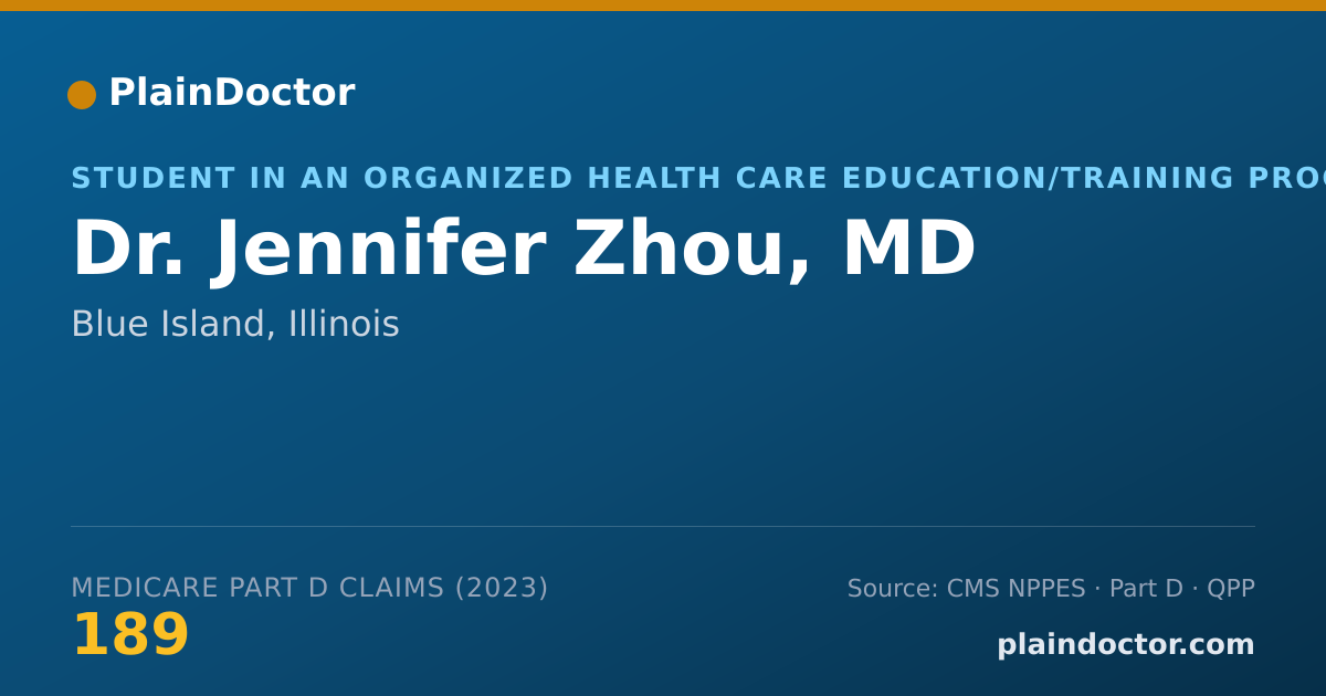 Shareable card for Jennifer Zhou, MD - Student in an Organized Health Care Education/Training Program, Blue Island, IL