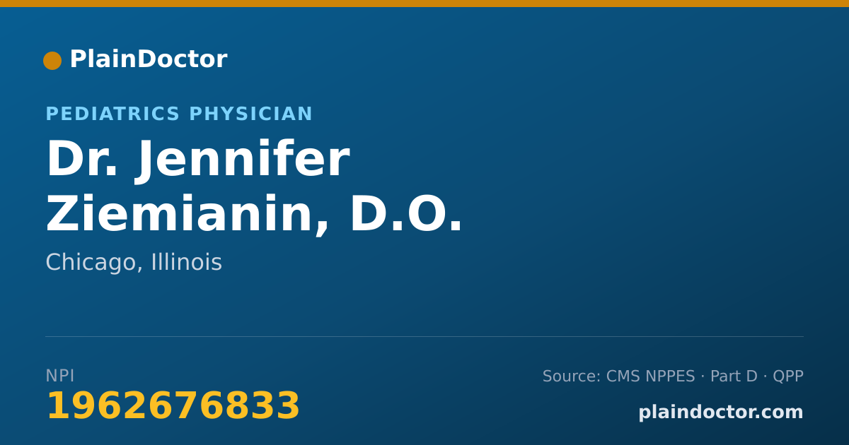 Shareable card for Jennifer Ziemianin, D.O. - Pediatrics Physician, Chicago, IL