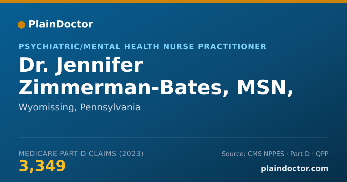 Shareable card for Jennifer Zimmerman-Bates, MSN, AG-CNS, PMHNP - Psychiatric/Mental Health Nurse Practitioner, Wyomissing, PA