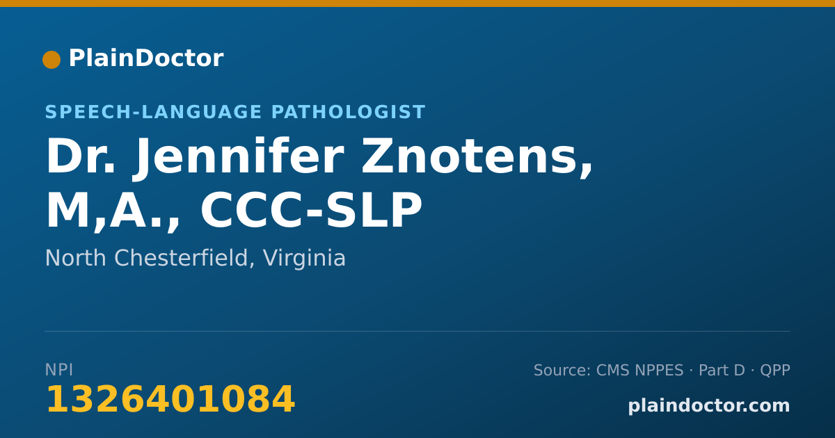 Shareable card for Jennifer Znotens, M,A., CCC-SLP - Speech-Language Pathologist, North Chesterfield, VA
