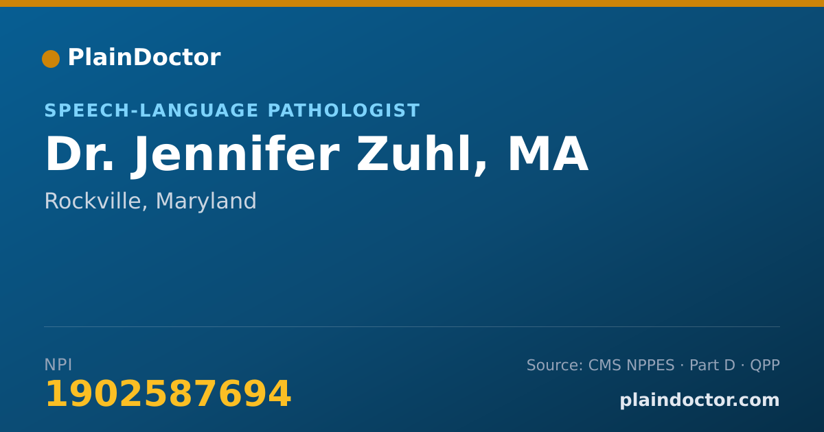Shareable card for Jennifer Zuhl, MA - Speech-Language Pathologist, Rockville, MD