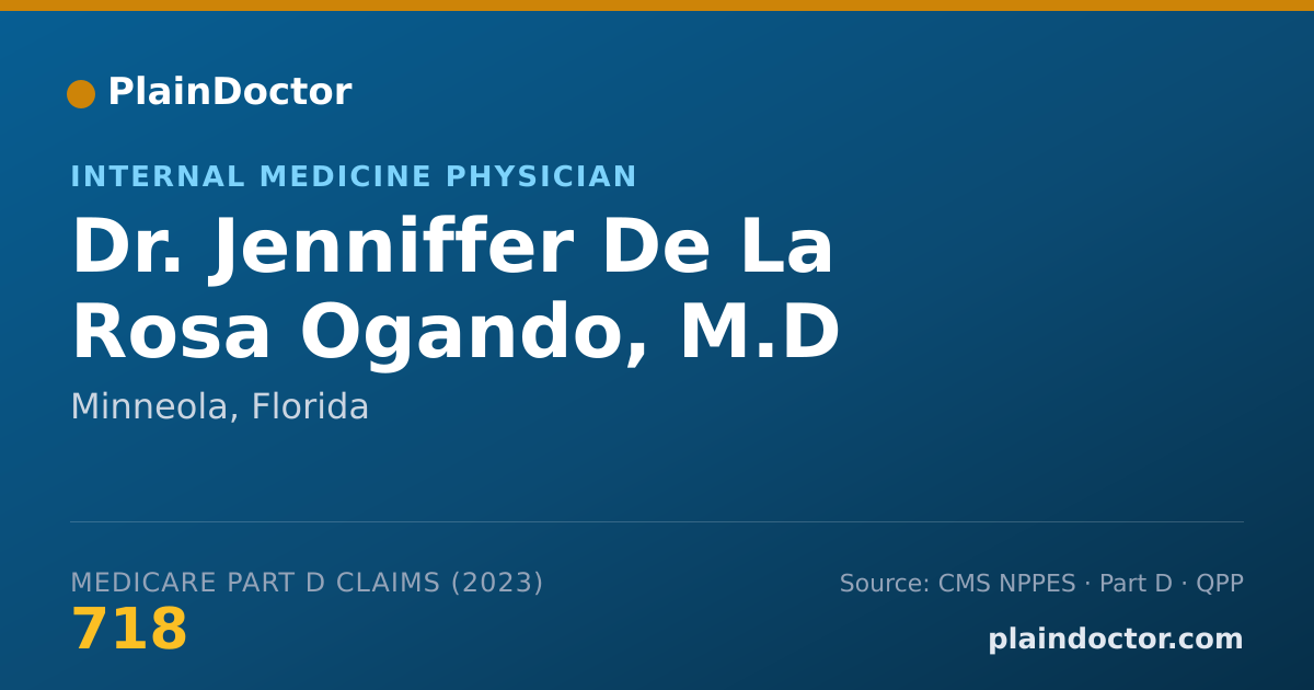 Shareable card for Jenniffer De La Rosa Ogando, M.D - Internal Medicine Physician, Minneola, FL